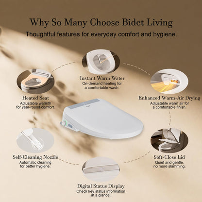 Electric Bidet Toilet Seat Elongated With Warm Water Wash