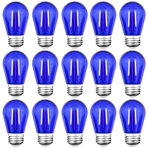 S14 LED Shatterproof 2 Watt String Light Bulbs Plastic Waterproof E26 Base Filament Edison Outdoor Replacement Christmas Light Bulbs