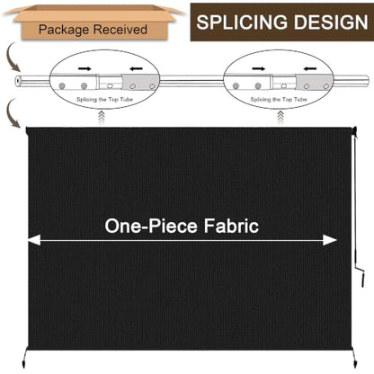 Outdoor Roller Shades for Patio (Black / 132"W x 96"H)