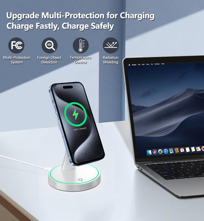 Magnetic Wireless Charger Stand 15W Fast Mag (Magnetic Single Pack White)