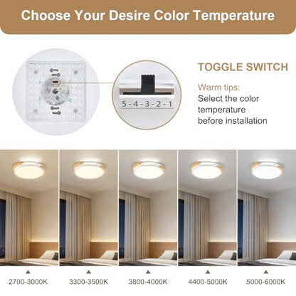 Modern Wood Dimmable Ceiling Light