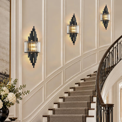Black Crystal Wall Sconces Mid (Black Rectangle-1P)