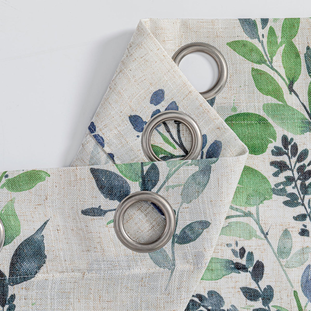 Floral Linen Curtains 54 inch Length 2 Panels Set Leaf Patterned Semi Sheer Light Filtering Privacy Farmhouse Grommet Drapes for Bedroom Small Window (B-green / 52"W x 54"L (Pack of 2))