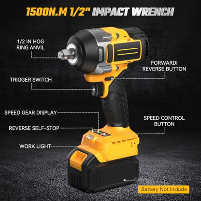 Cordless Impact Wrench with 6 Sockets
