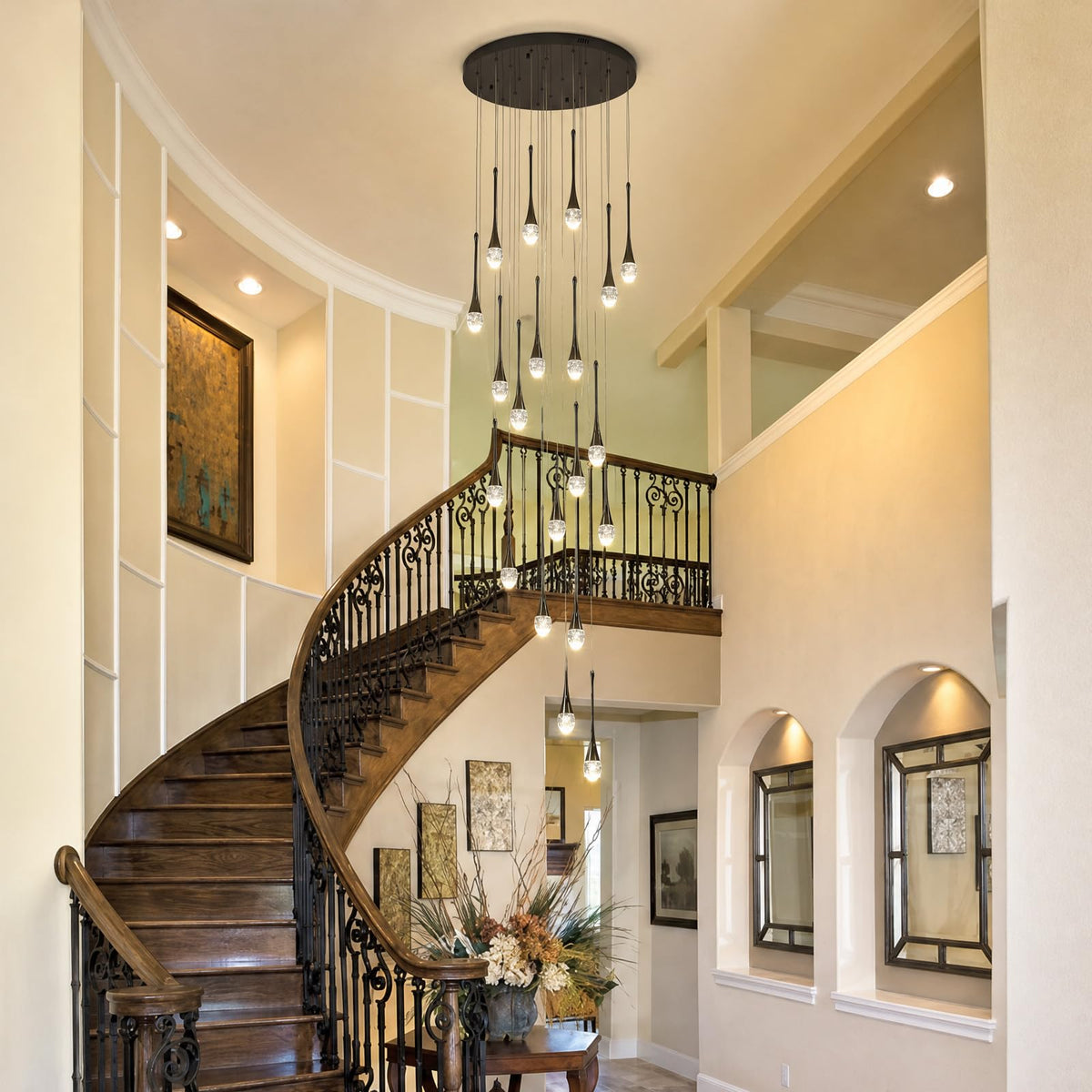 24 Lights Black Crystal Chandelier (Black / 24 Lights)