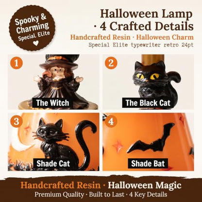 quishenti Halloween Witch Black Cat Table Lamp (Cat)