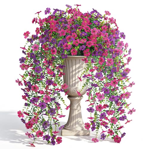 Artificial Hanging Flowers for Outdoors (Purplish)