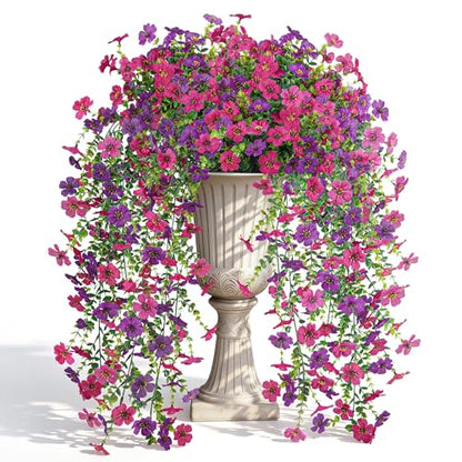 Artificial Hanging Flowers for Outdoors (Purplish)
