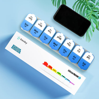 Large Pill Organizer 2 Times a Day (Blue)