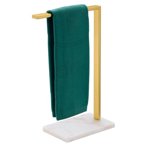 Hand Towel Bar Freestanding Towel Holder with Heavy Steady Marble Base for Bathroom Vanity Countertop 15.7'' Height