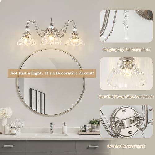 Brushed Nickel Bathroom Vanity Light (Nickel / 3-Light)
