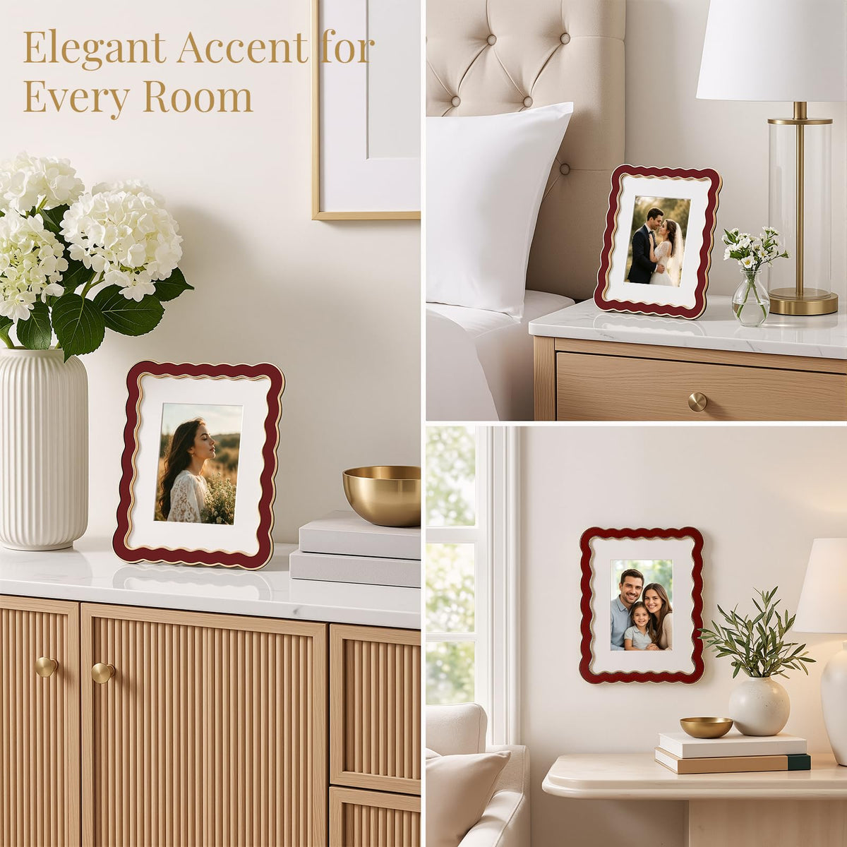 8x10 Scalloped Wavy Metal Picture Frame (Oxblood Burgundy / 8x10)
