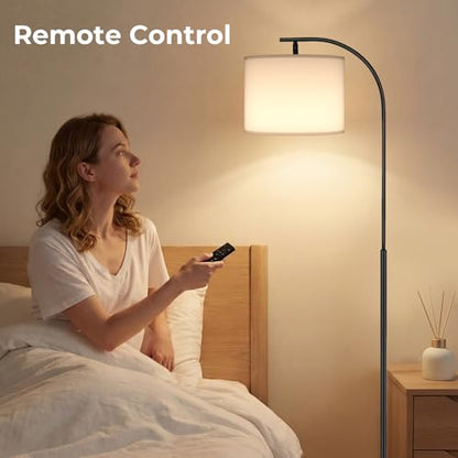 Floor Lamp with Linen Shade (White)