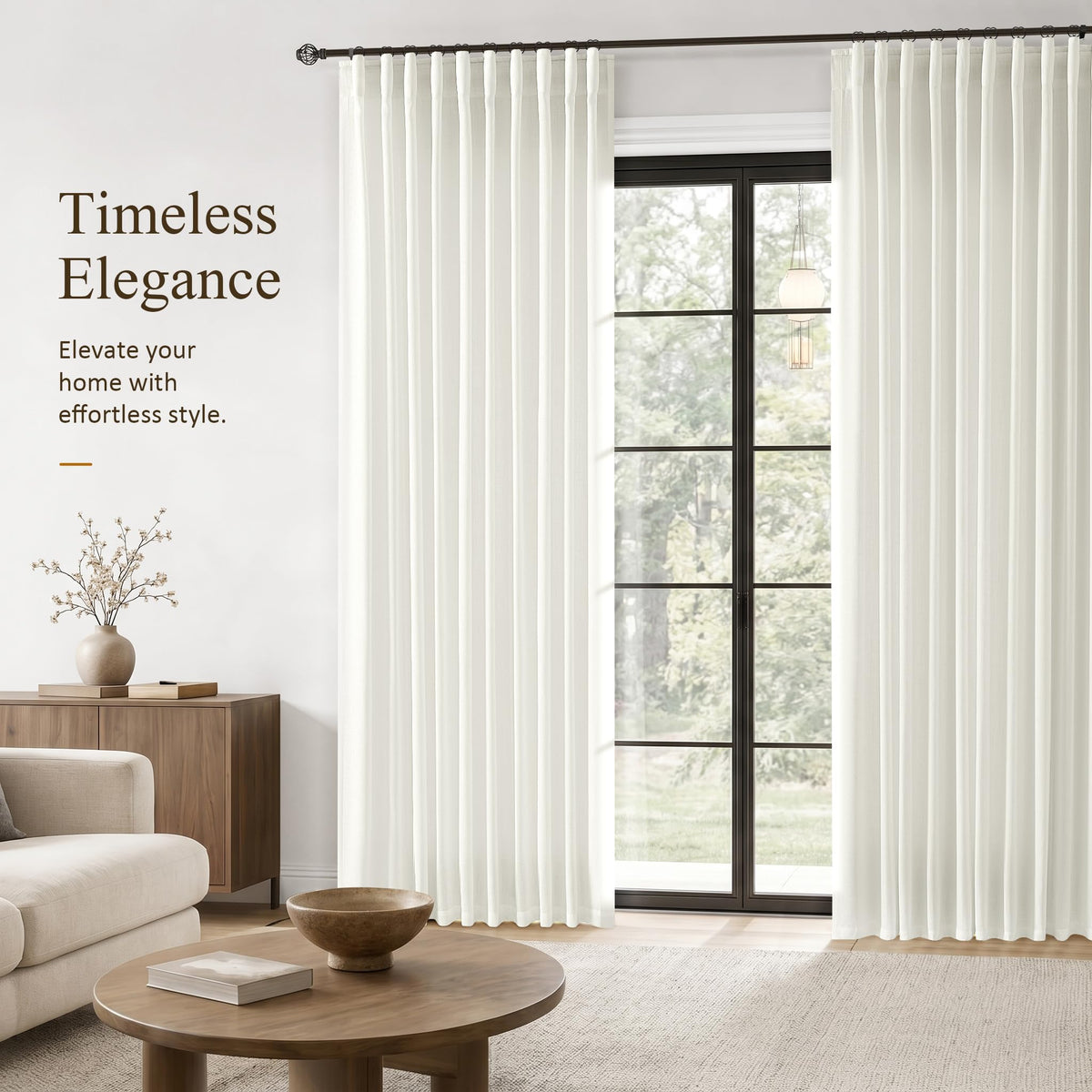 Ivory Linen Curtains 120 Inches Long 2 Panels for Living Room (Ivory / 50"W x 120"L (Pack of 2))