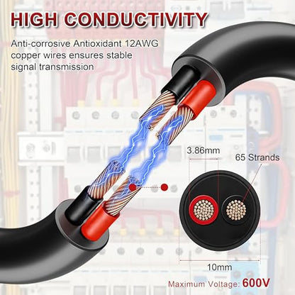 12 Gauge 2 Conductor Pure Copper Electrical Wire 100FT (100 FT / 12-Gauge-2C)