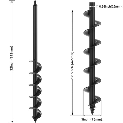 Auger Drill Bit for Planting 3″ x 32″ (3″ x 32″)
