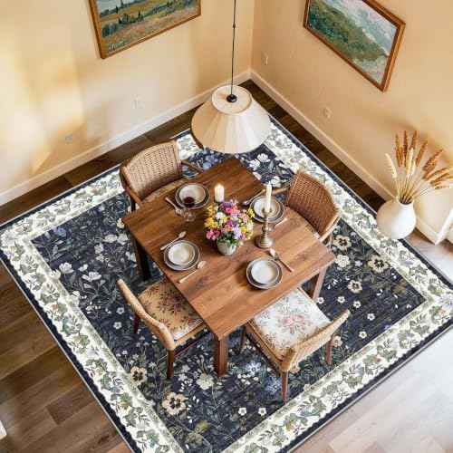 6x6 Washable Area Rug Living Room (Blue / 6x6)