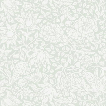 Green William Morris Peel and Stick Wallpaper Floral Contact Paper (Light Green / 17.3" x 78.7")