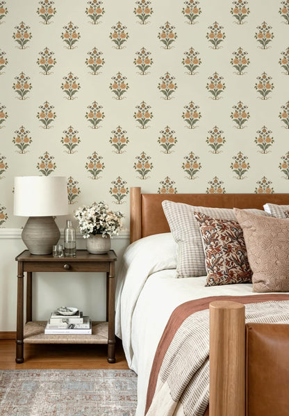 Vintage Floral Wallpaper Cottage Peel and Stick Wallpaper Retro Yellow Flower Contact Paper for Cabinets Drawers Farmhouse Removable Self (Beige and Yellow / 17.3" x 78.7")