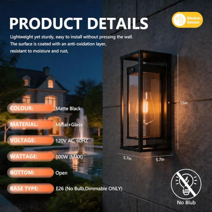 15 Inch Motion Sensor Outdoor Wall Light Fixtures Waterproof Porch Lights Outdoor Anti