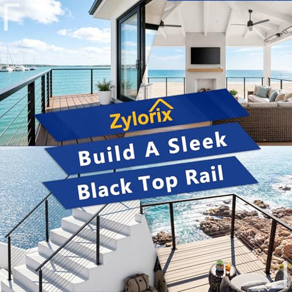 Stainless Steel T316 Black Handrail for Cable Railing Post with Nylon End Cap Kits