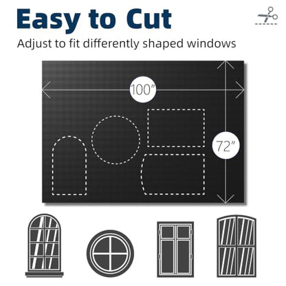 Portable Blackout Curtains 100"×72" (Black / 72"W x 100"L (Pack of 1))