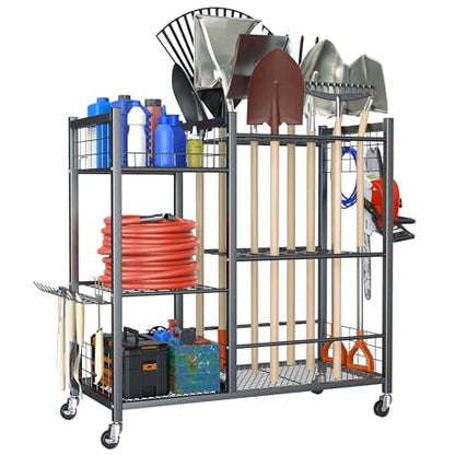 Garden Tool Stand with Wheels