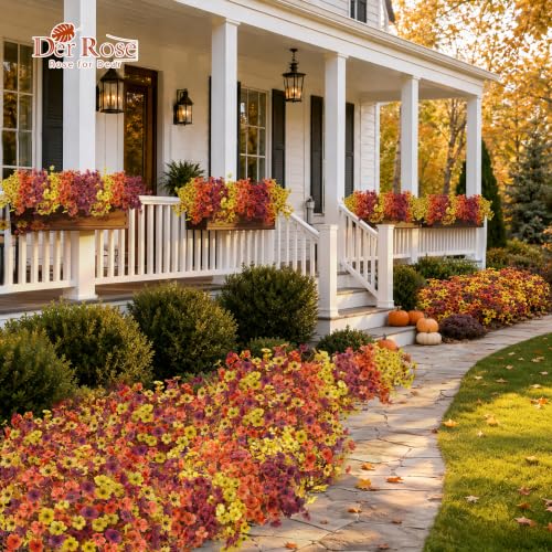 24 PCS Fake Fall Flowers for Outdoors Mums Porch Planter Decor