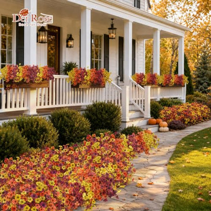 24 PCS Fake Fall Flowers for Outdoors Mums Porch Planter Decor