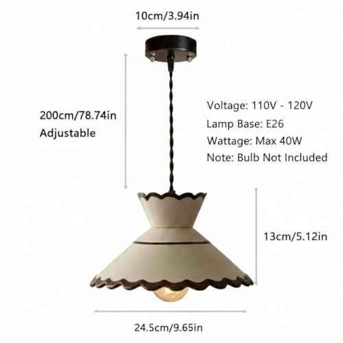 Cottagecore Scalloped Ceramic Pendant Light