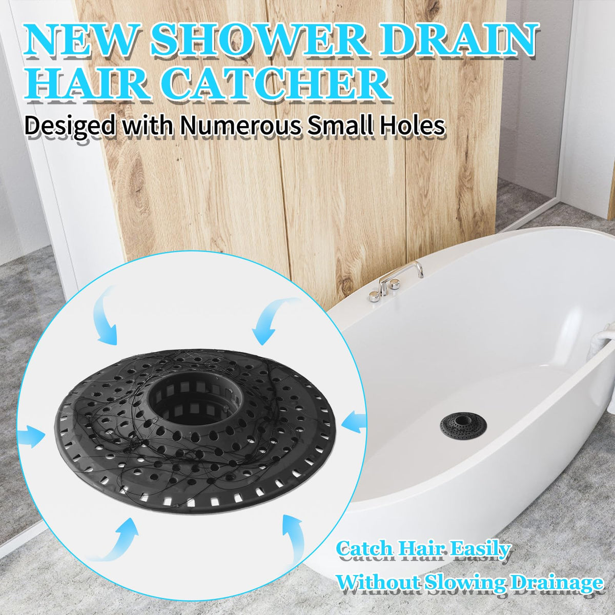 Bathtub Drain Hair Catcher (‌dark Black)