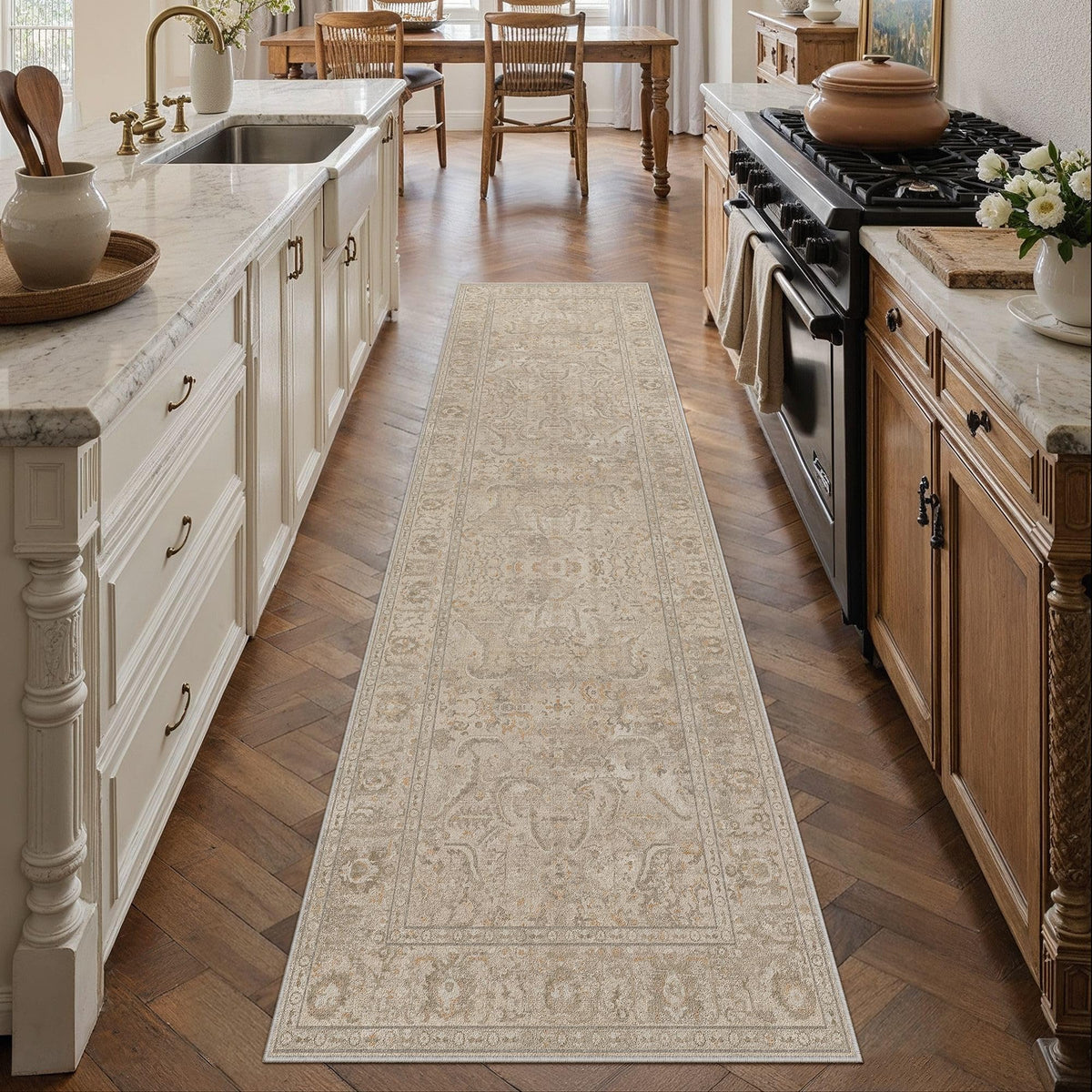 Hallway Runner Rugs 2x8 Washable Rug Brown (Beige Brown / 2' x 8' (Runner))
