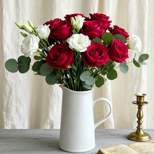 50Pcs Red Roses Artificial Flowers with Stems for Home Decor (Red / 50Pcs)