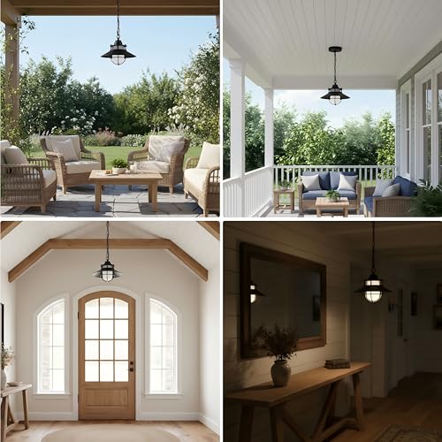 Black LED Antique Outdoor Barn Lights With Cage