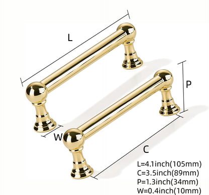 5 Pack 3-1/2 inch Solid Handles Real Unlacquered Brass Cabinet Pulls (Unlacquered Brass / 3-1/2 Inch)