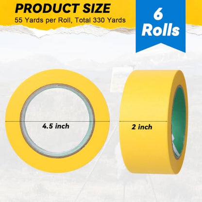 6 Pack Yellow Painters Tape 2 inch Wide x 55 Yards