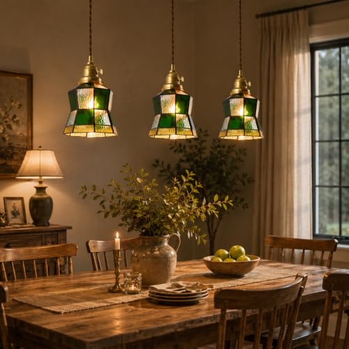 Pendant Light with Stained Glass Lmapshade