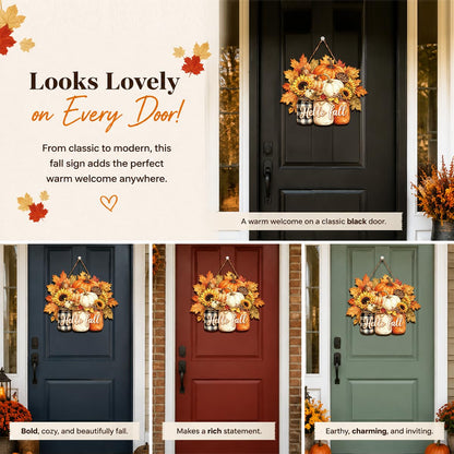 Fall Door Decor Wooden Pumpkin Door Hanger (Fall2)