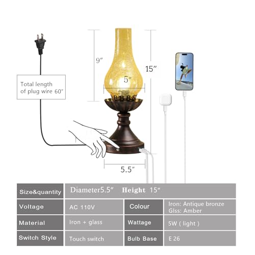 Farmhouse Rustic Touch with USB A+C Charging Ports Table Lamps (1-15 IN-USB)