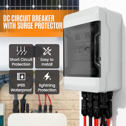 Solar Combiner Box Solar Panel Disconnect Switch with 1000V DC 30A 60A Circuit Breakers Only