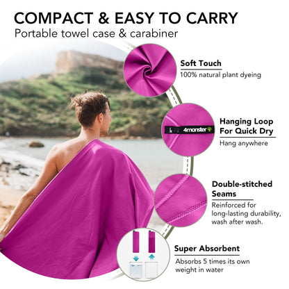 Quick Dry Microfiber Towel (Purplish Red / 40.00" x 20.00")