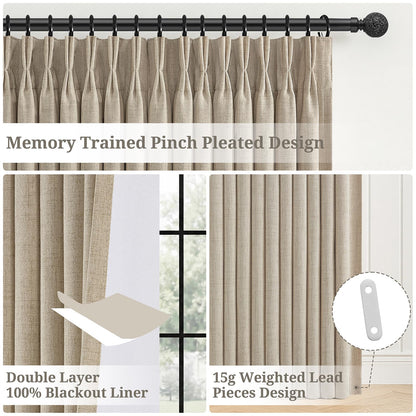 Extra Wide 70 Inch Pinch Pleated Blackout 102 Inch Long Warm Beige Drapes (Warmbeige / 70"W x 102"L (Pack of 2))
