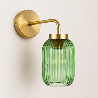 2 Pack Dark Green Ribbed Glass Lamp Shade (Green)