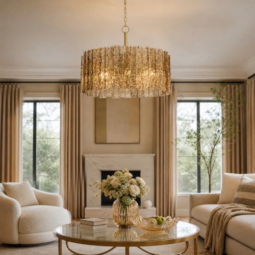 Smoked Bark Textured Glass Chandelier