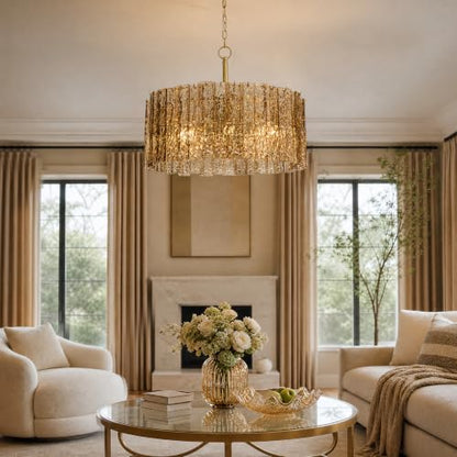 Smoked Bark Textured Glass Chandelier
