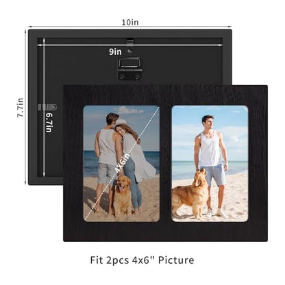 4x6 Picture Frame Collage Set of 2 (Rustic Black / 7.7x10in (2Pack))