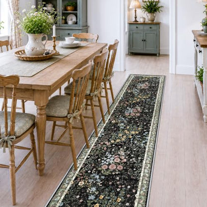 Washable Hallway Runner Rug 2x8 (Black / 2x8)