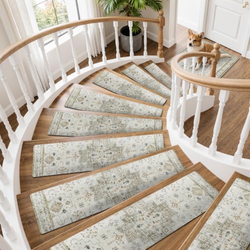 Vintage 15PCS 8"X30" Stairs Treads and 1PC 31"X31" Landing Mat