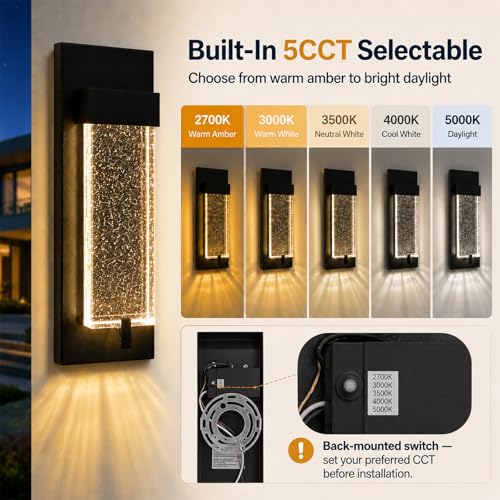 5CCT Modern Outdoor Wall Lights with Bubble Glass
