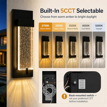 5CCT Modern Outdoor Wall Lights with Bubble Glass